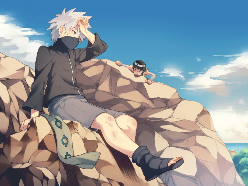hatake kakashi and might guy (naruto) drawn by tore_(ksg666xxx)