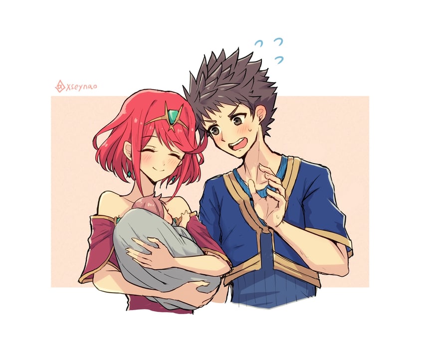 pyra, rex, and glimmer (xenoblade chronicles and 3 more) drawn by mochimochi_(xseynao)