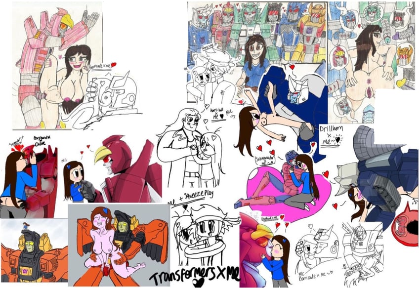 barricade, leozack, jallguar, drillhorn, guyhawk, and 6 more (transformers and 3 more) drawn by chlo1996