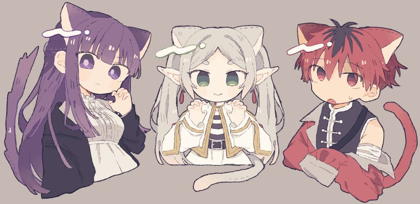 frieren, fern, and stark (sousou no frieren) drawn by kanamochi_kanato