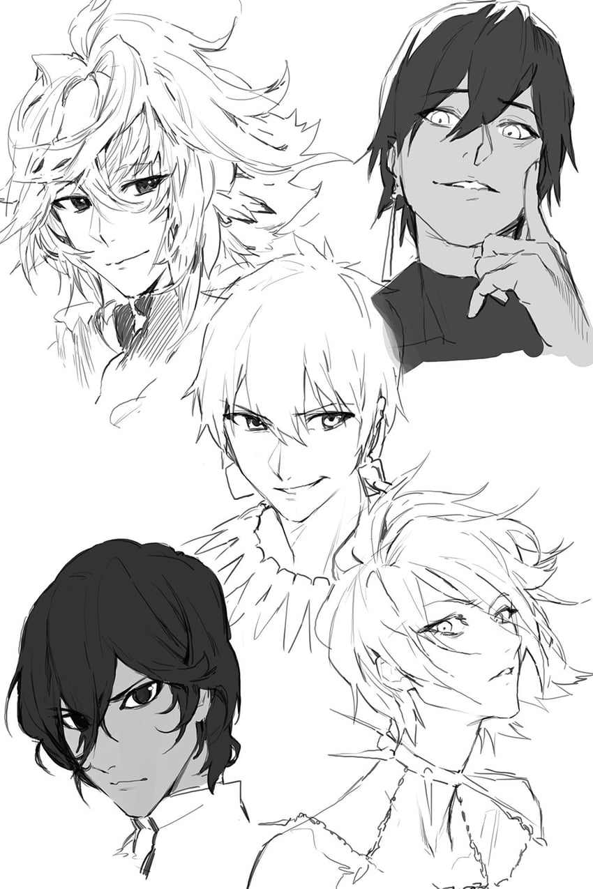 gilgamesh, merlin, karna, arjuna, and ozymandias (fate and 1 more) drawn by modare