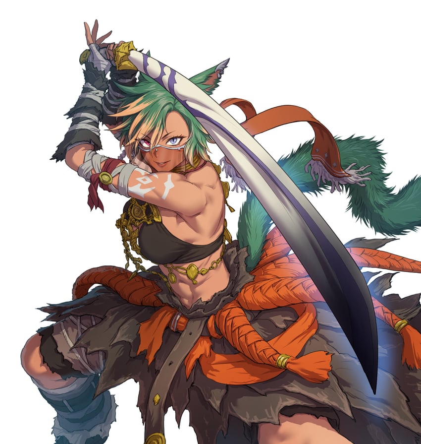 warrior of light and lilin trifolium (final fantasy and 1 more) drawn by fujii_eishun