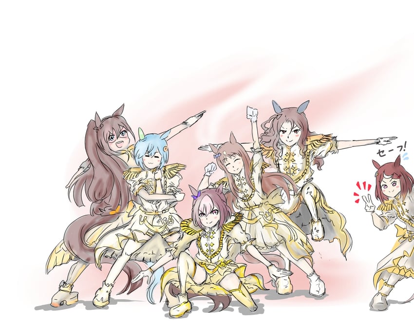 special week, king halo, seiun sky, grass wonder, el condor pasa, and 1 more (umamusume) drawn by gutei_tei