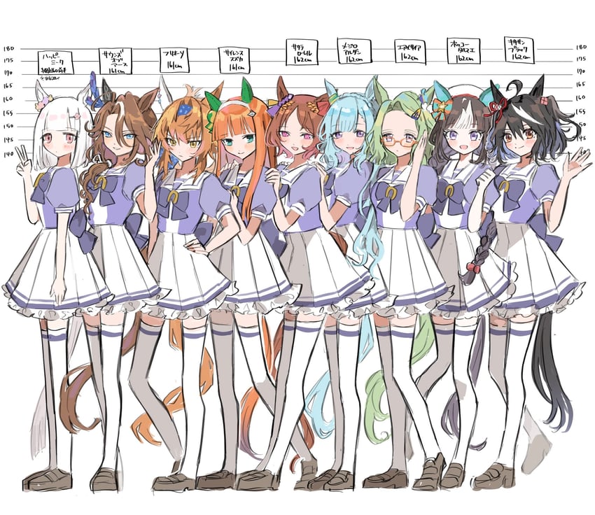 silence suzuka, kitasan black, mejiro ardan, hokko tarumae, sakura laurel, and 4 more (umamusume) drawn by kumo_(mokumoku_warabi)