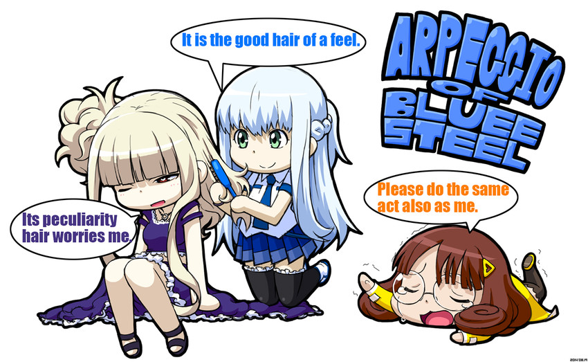 kongou, iona, and hyuuga (aoki hagane no arpeggio) drawn by kamo_3