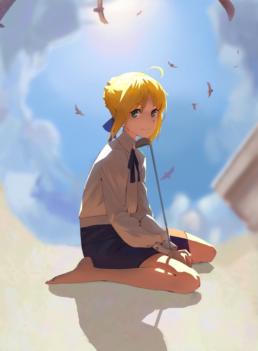 artoria pendragon and saber (fate and 1 more) drawn by salahaka