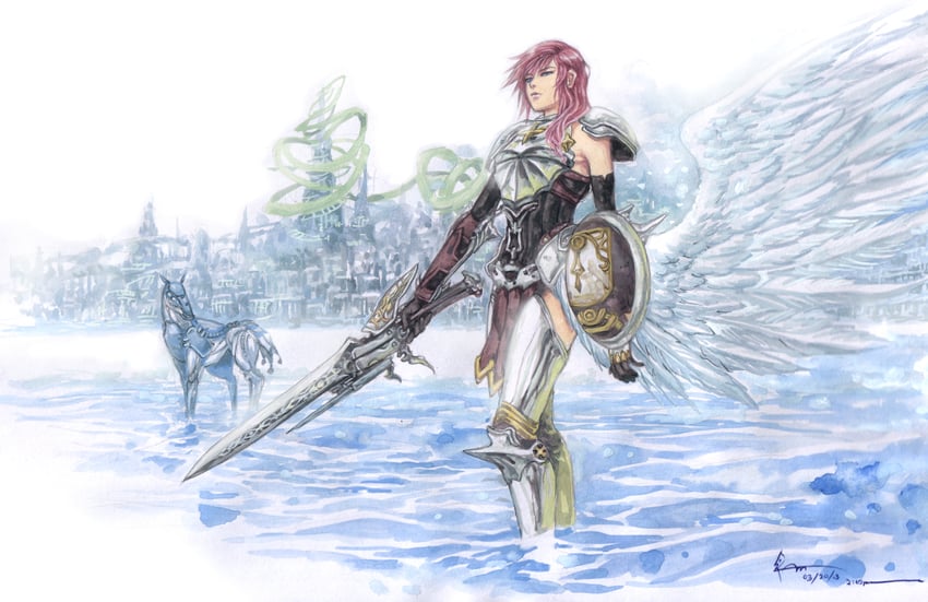 lightning farron and odin (final fantasy and 2 more) drawn by dominic_ian_cabatit