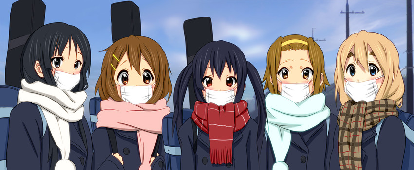akiyama mio, nakano azusa, hirasawa yui, tainaka ritsu, and kotobuki tsumugi (k-on!) drawn by pii_(taromura)