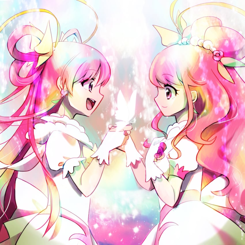 yumehara nozomi, hanadera nodoka, cure dream, cure grace, and dream cure grace (precure and 4 more) drawn by nekoko_(nekonekonya)