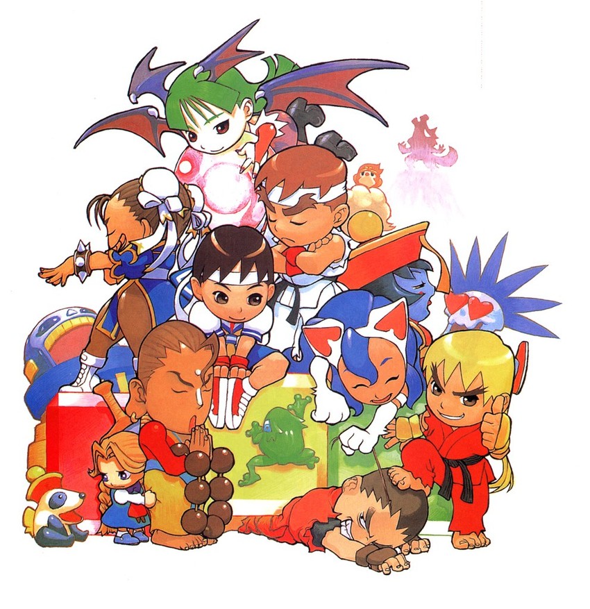chun-li, morrigan aensland, ryu, felicia, kasugano sakura, and 10 more (street fighter and 6 more) drawn by bengus