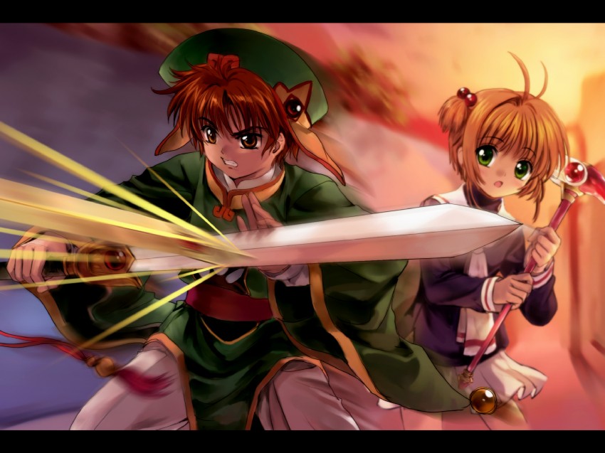 kinomoto sakura, li syaoran, and sword (cardcaptor sakura) drawn by mutsuki_(moonknives)