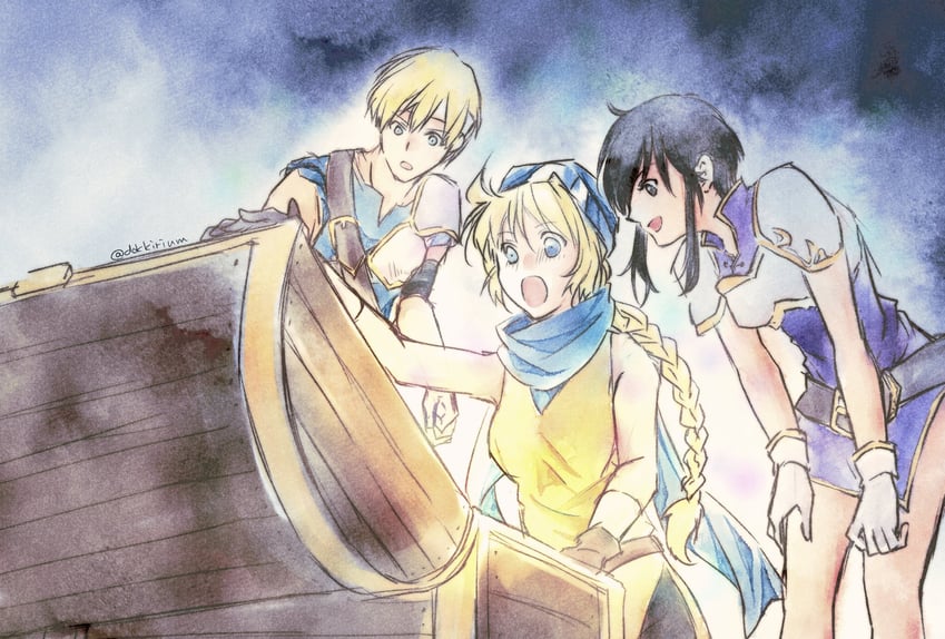 larcei, patty, and febail (fire emblem and 1 more) drawn by dokkirium