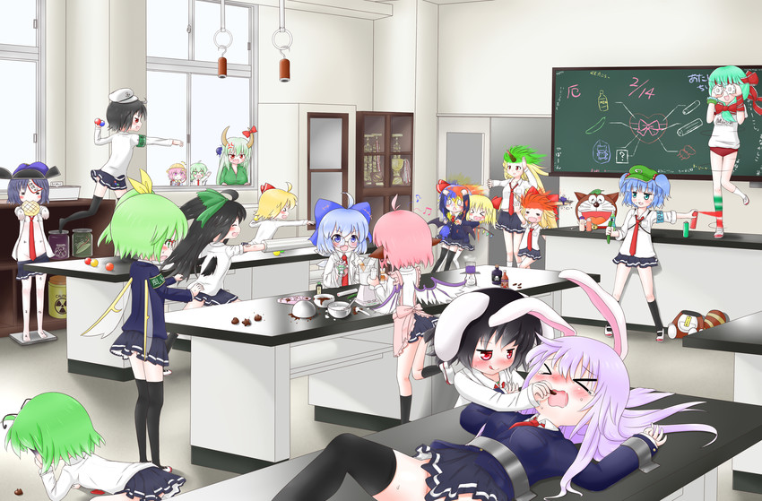 remilia scarlet, flandre scarlet, komeiji koishi, cirno, reisen udongein inaba, and 20 more (touhou and 2 more) drawn by mofu_mofu