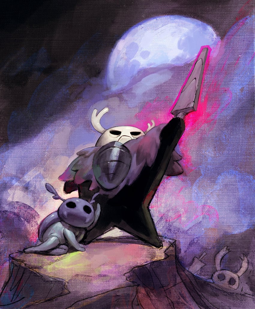 knight, zote, bretta, and grey prince zote (hollow knight) drawn by garrett_hanna