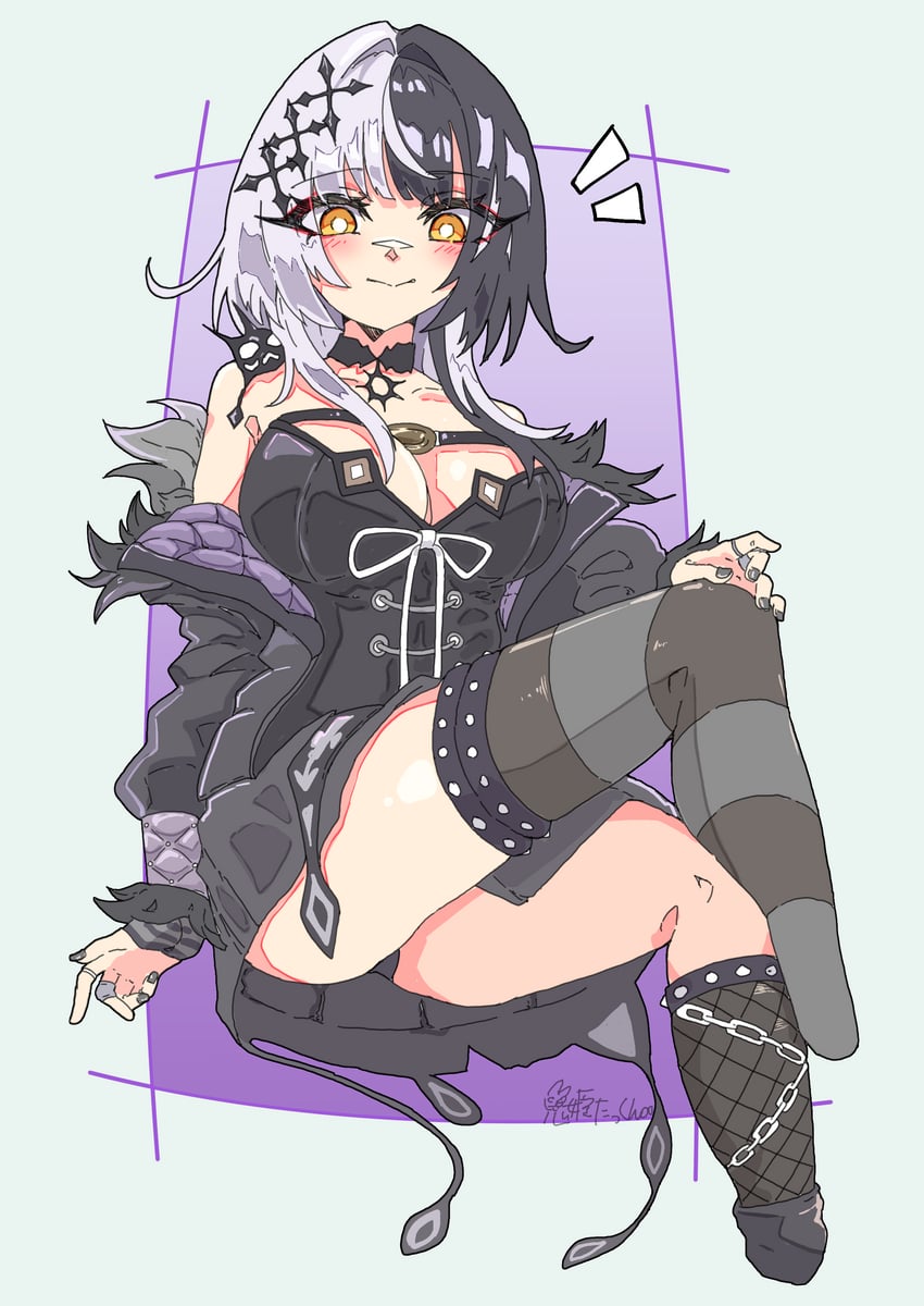 shiori novella and yorick (hololive and 1 more) drawn by onihime_takun