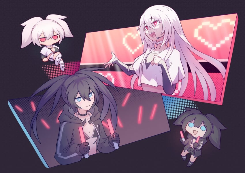 black rock shooter and white rock shooter (black rock shooter) drawn by mehyuew39