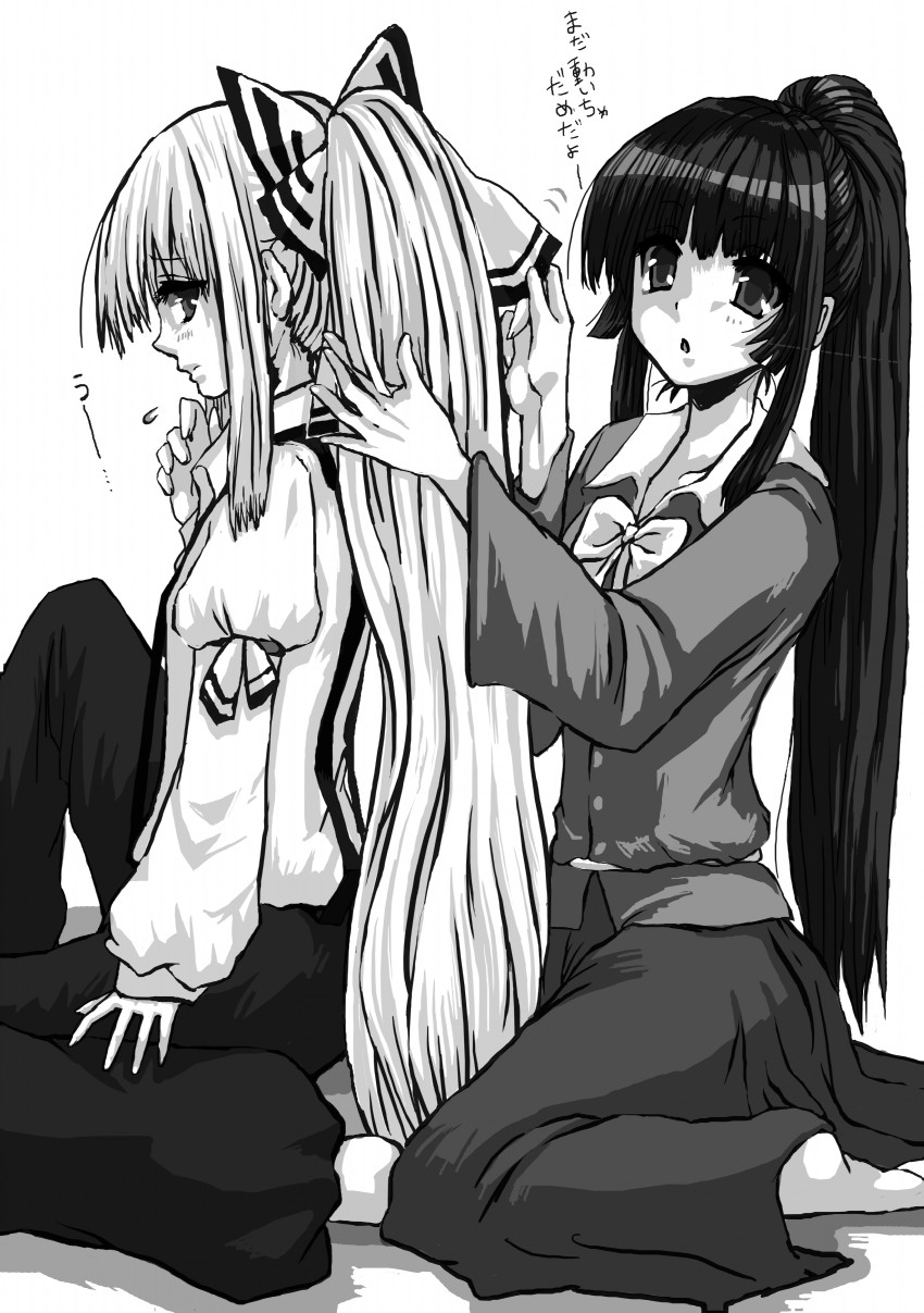 fujiwara no mokou and houraisan kaguya (touhou) drawn by hii723