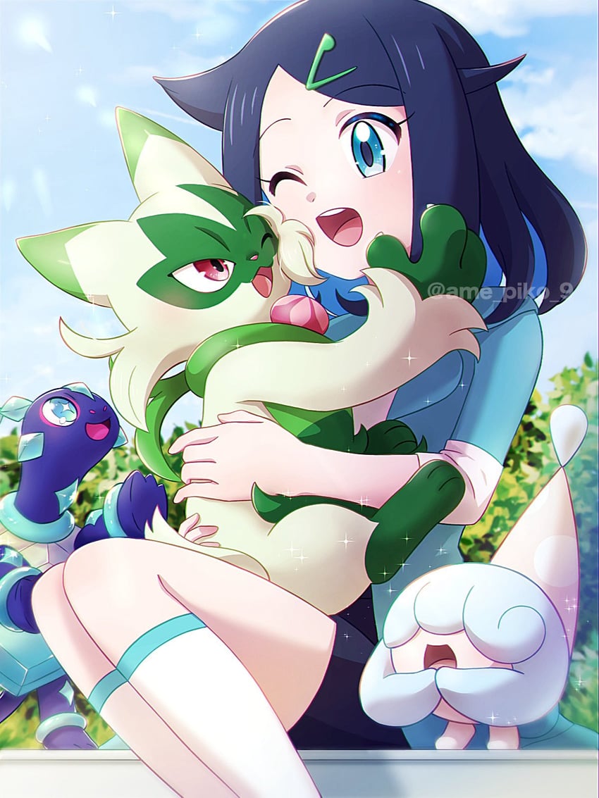 liko, floragato, hatenna, and terapagos (pokemon and 1 more) drawn by amedamaneko