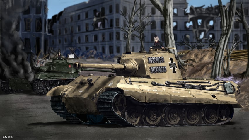 itsumi erika and nonna (girls und panzer) drawn by ironsouls