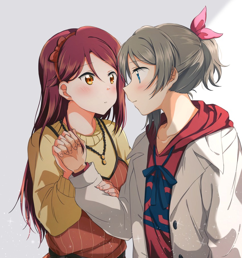 watanabe you and sakurauchi riko (love live! and 1 more) drawn by yuchi_(salmon-1000)