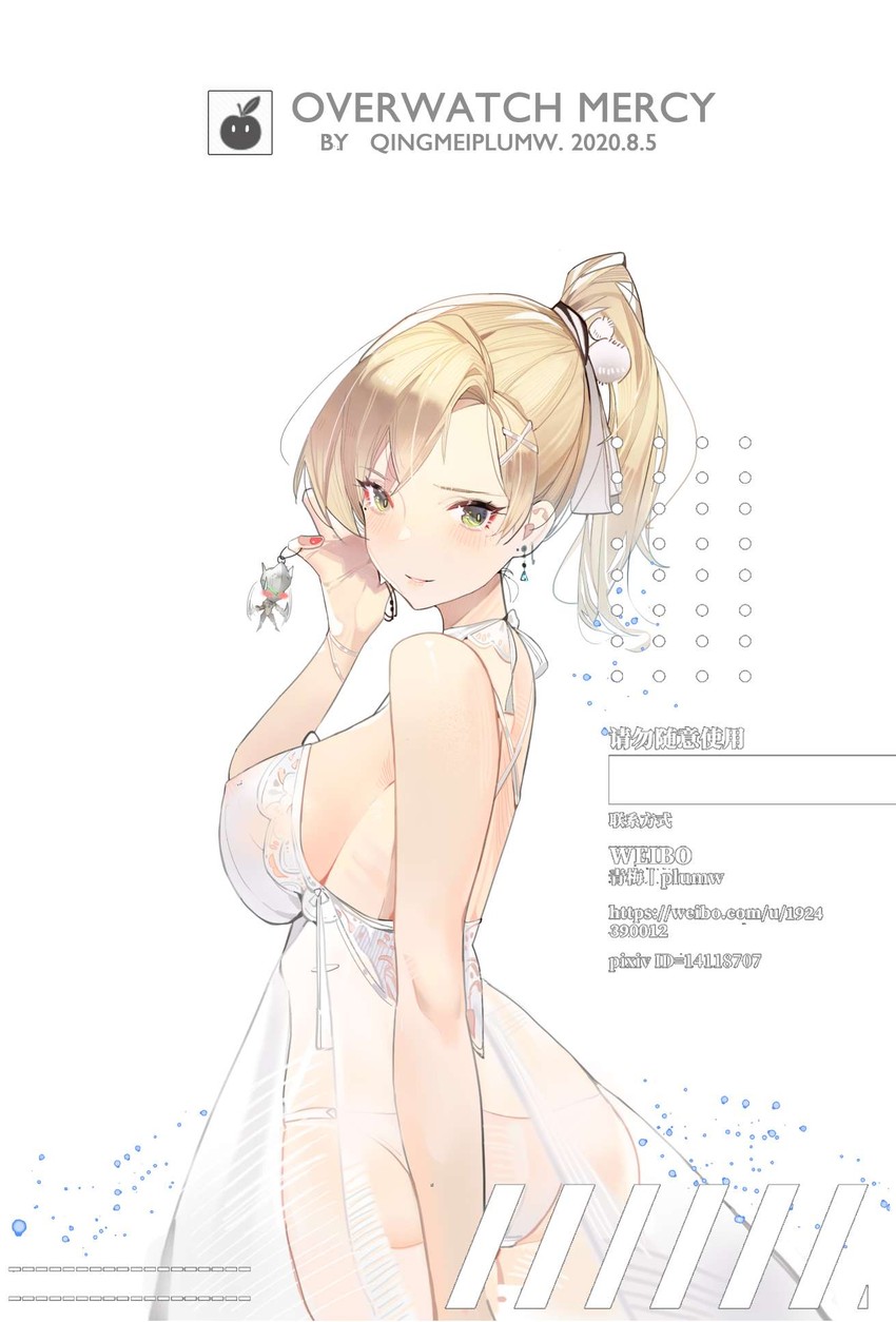 mercy and genji (overwatch and 1 more) drawn by plumw