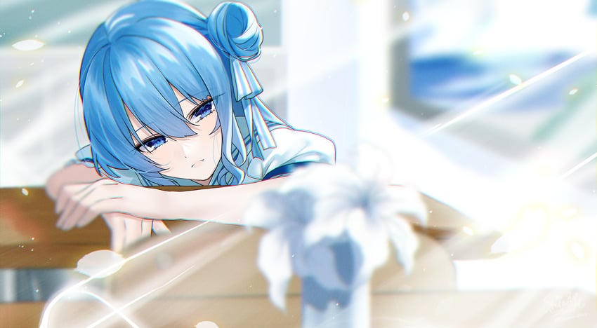 hoshimachi suisei (hololive and 1 more) drawn by yuuyu_(moco20111115)