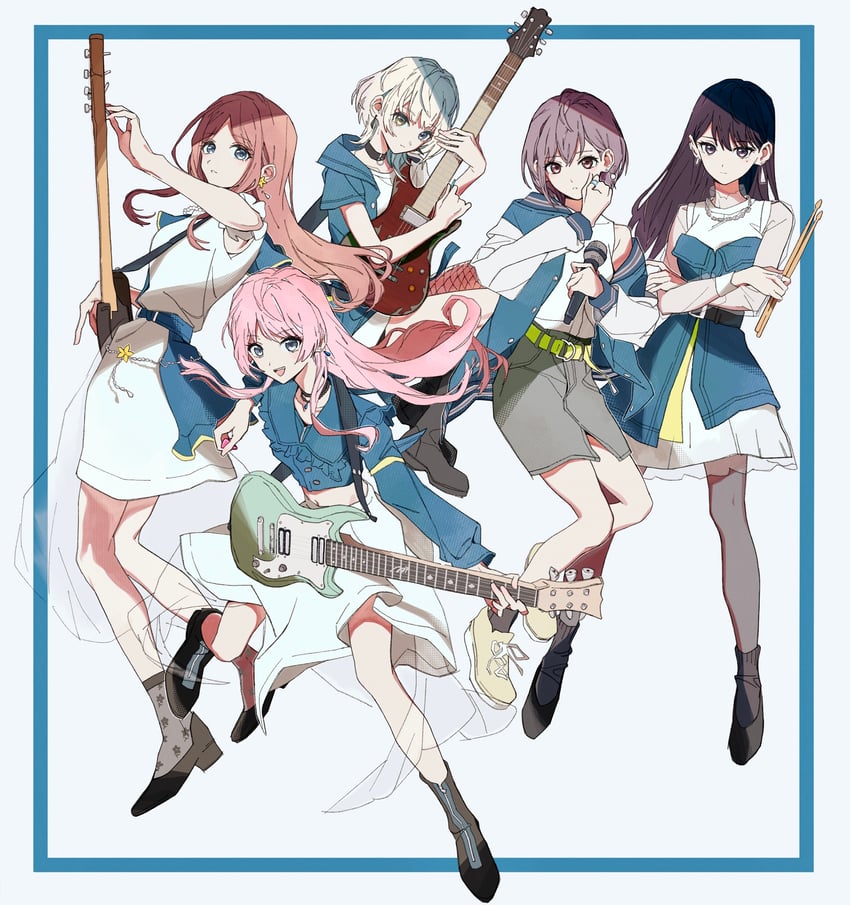 chihaya anon, nagasaki soyo, shiina taki, takamatsu tomori, and kaname raana (bang dream! and 1 more) drawn by bloom_into_me15