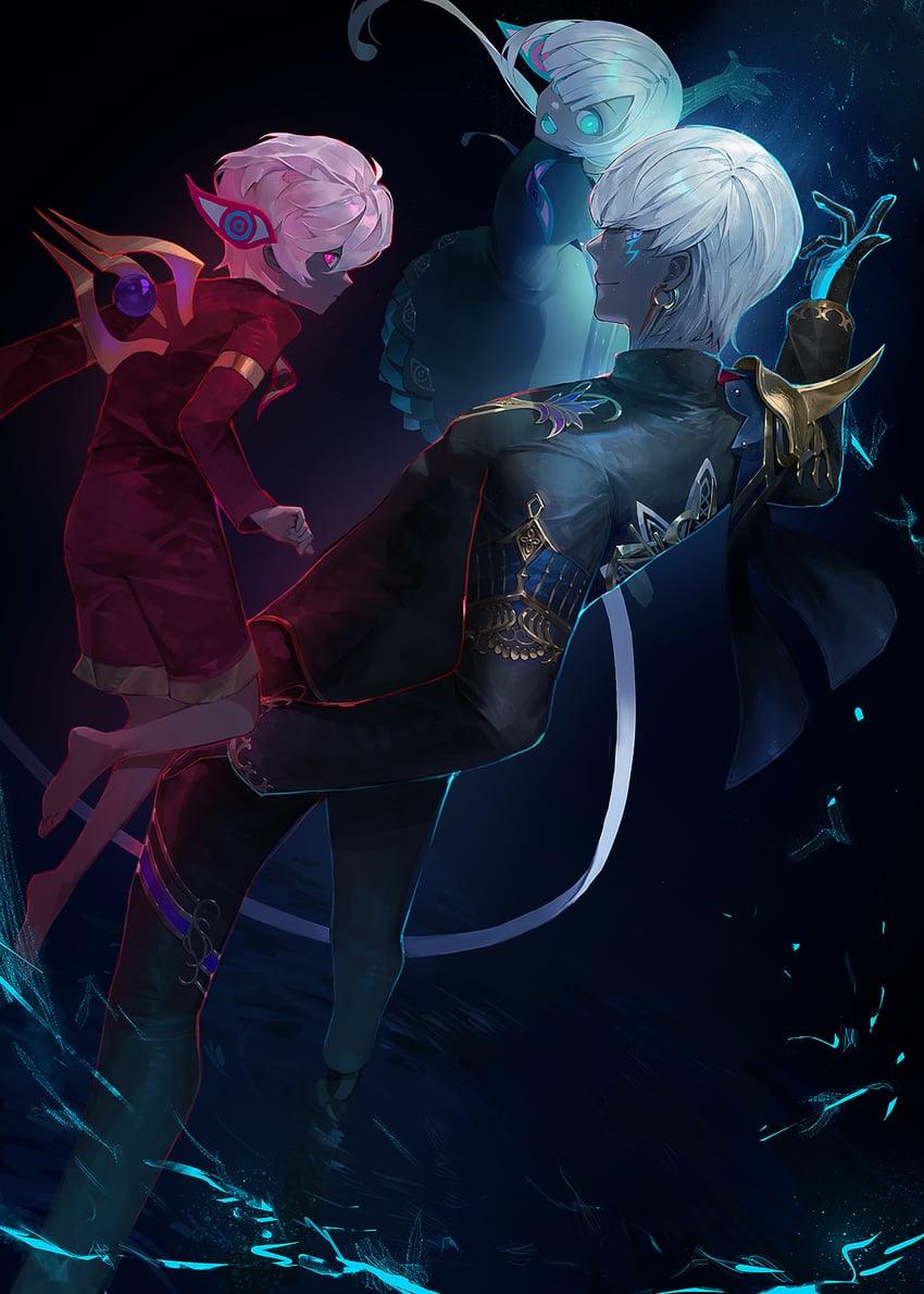 indra, boy vajra, and girl vajra (fate and 1 more) drawn by daeraeband
