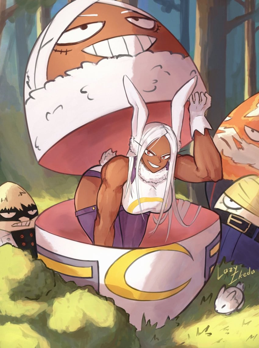 mirko, bakugou katsuki, endeavor, and best jeanist (boku no hero academia) drawn by lazy_ikeda