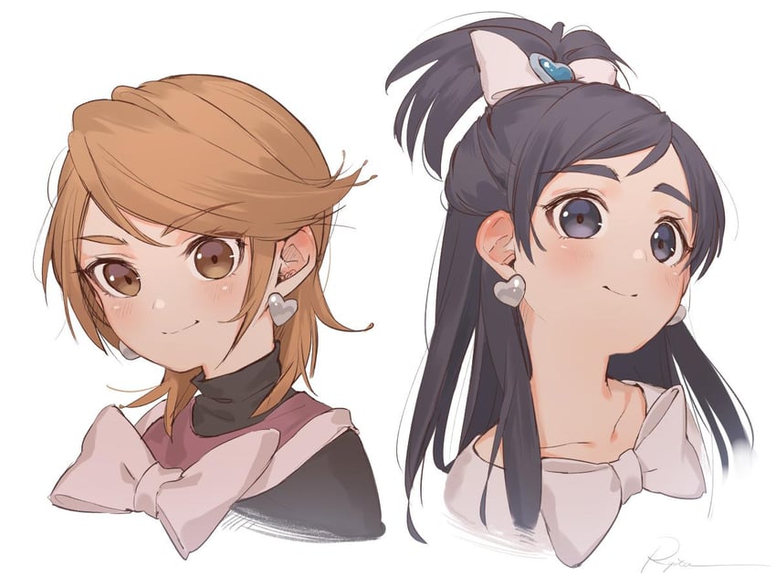 misumi nagisa, yukishiro honoka, cure black, and cure white (precure and 1 more) drawn by ryota_(ry_o_ta)