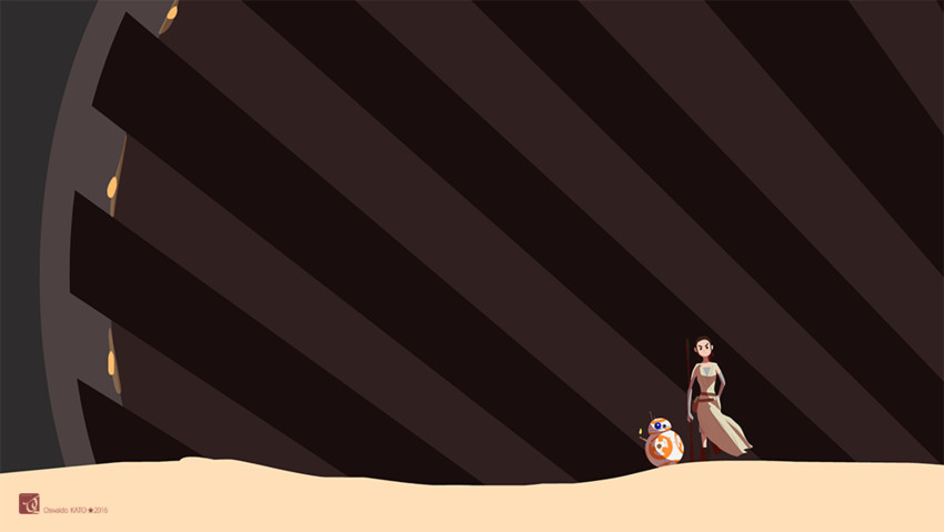 rey and bb-8 (star wars and 1 more) drawn by katou_oswaldo
