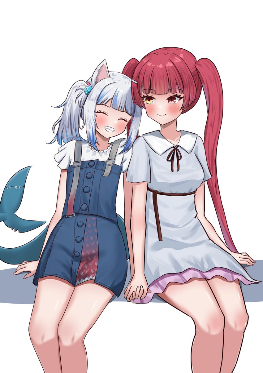 houshou marine and gawr gura (hololive and 2 more) drawn by sharkudon