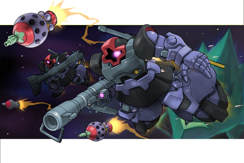 dom and elmeth (gundam and 2 more) drawn by kubotami
