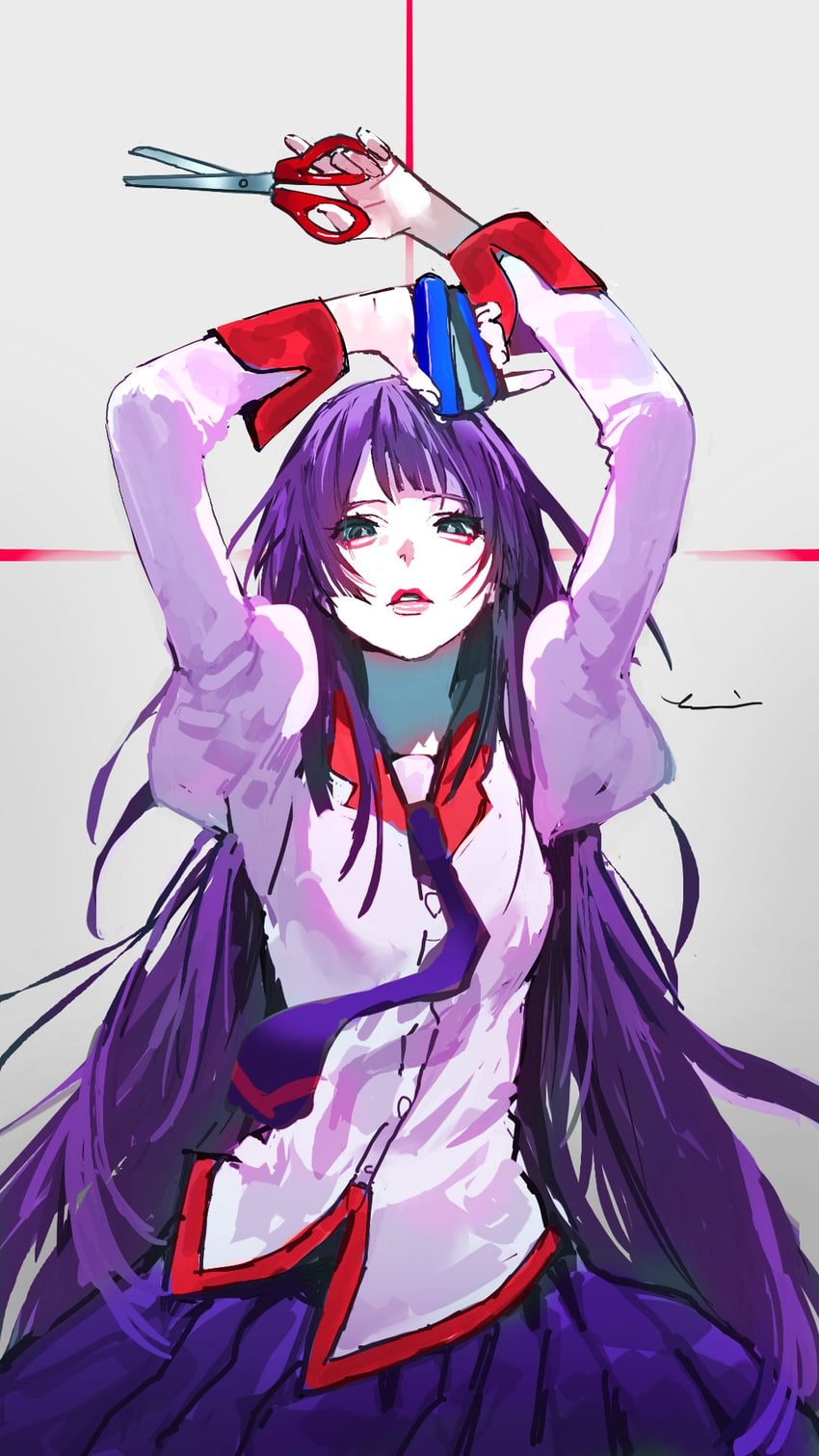 senjougahara hitagi (monogatari and 1 more) drawn by katagiri_yuuhi_(paulowniayuuhi)