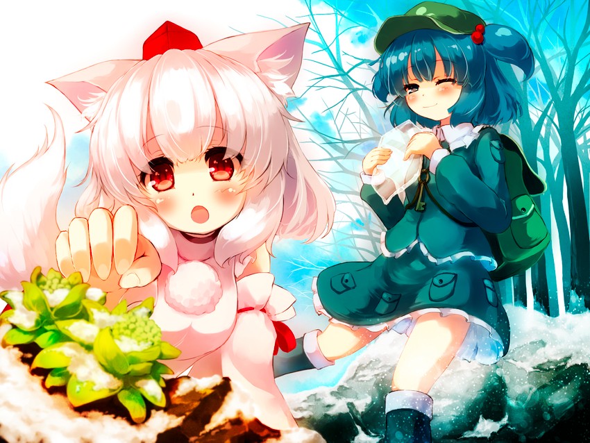 inubashiri momiji and kawashiro nitori (touhou) drawn by gengetsu_chihiro