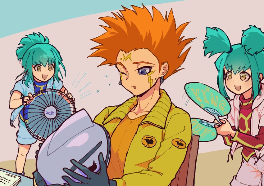 luca, crow hogan, and lua (yu-gi-oh! and 1 more) drawn by youko-shima