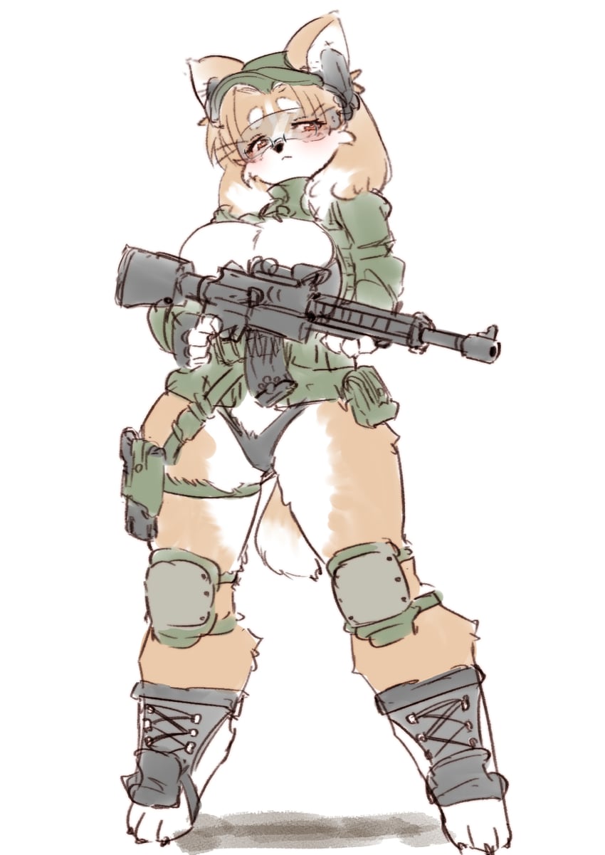 airsoft corgi (original) drawn by yazawa_owl