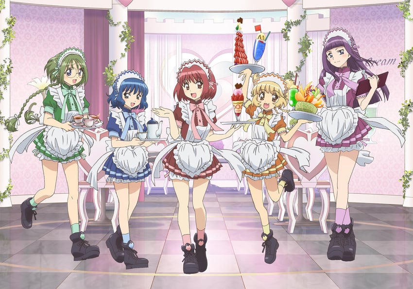 momomiya ichigo, aizawa mint, fujiwara zakuro, midorikawa lettuce, and fong pudding (tokyo mew mew and 1 more)