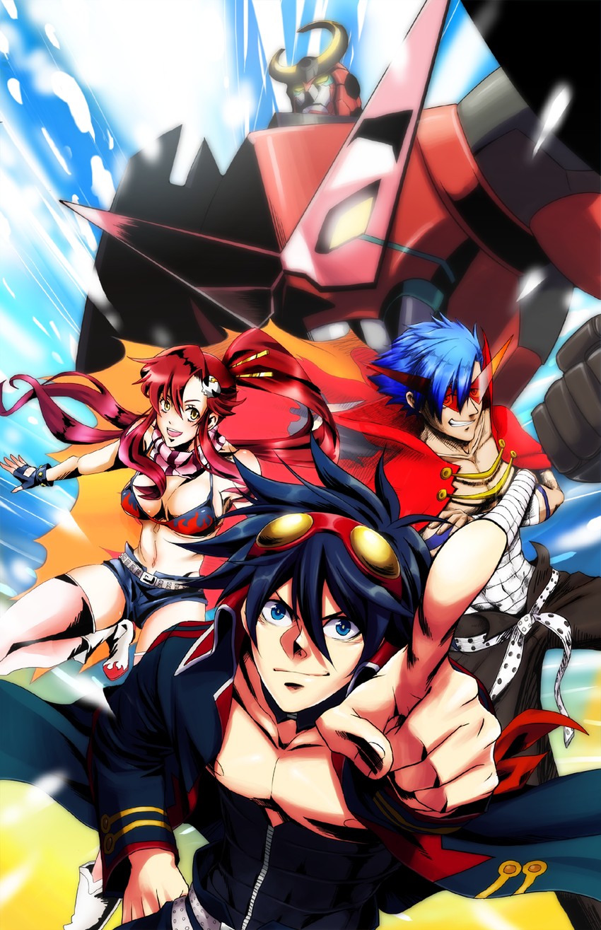 yoko littner, simon, and kamina (tengen toppa gurren lagann) drawn by shinta_(si59my27)