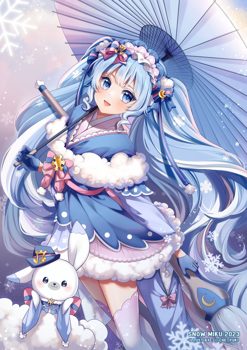 hatsune miku, yuki miku, and rabbit yukine (vocaloid) drawn by cae_yuki
