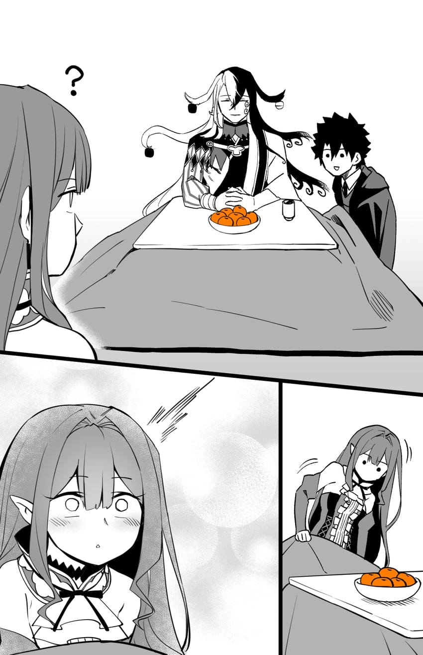 fujimaru ritsuka, baobhan sith, and ashiya douman (fate and 1 more) drawn by hirunagi