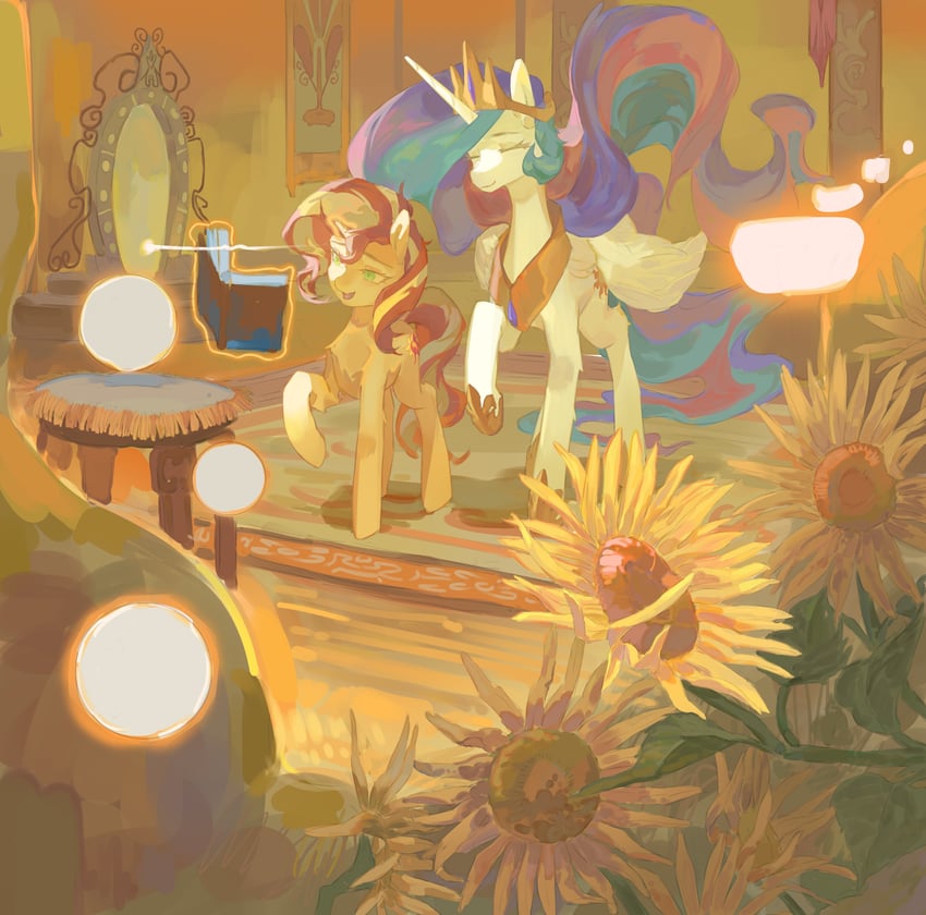 princess celestia and sunset shimmer (my little pony and 2 more) drawn by xiangquxiaomaguo