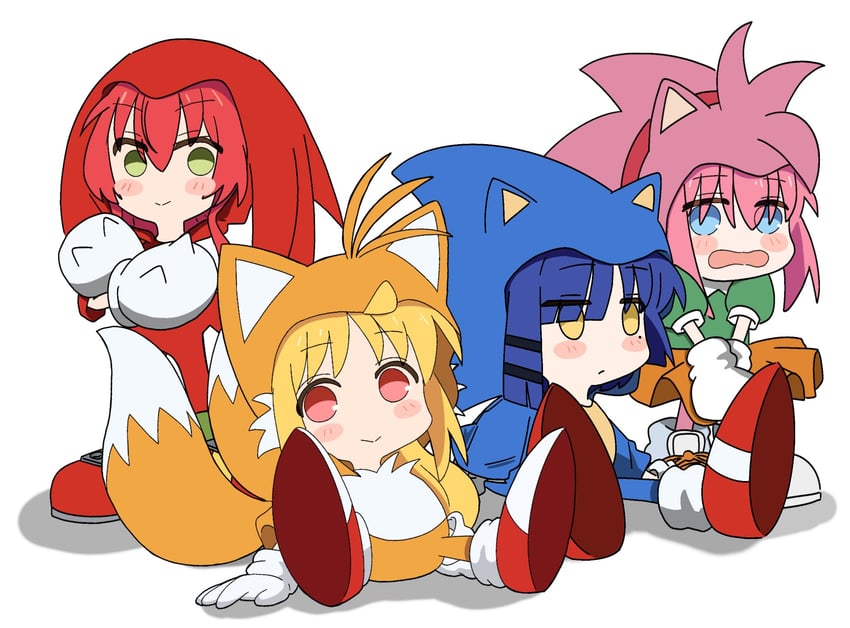 gotoh hitori, kita ikuyo, ijichi nijika, yamada ryo, sonic the hedgehog, and 4 more (bocchi the rock! and 2 more) drawn by nekokko_neko