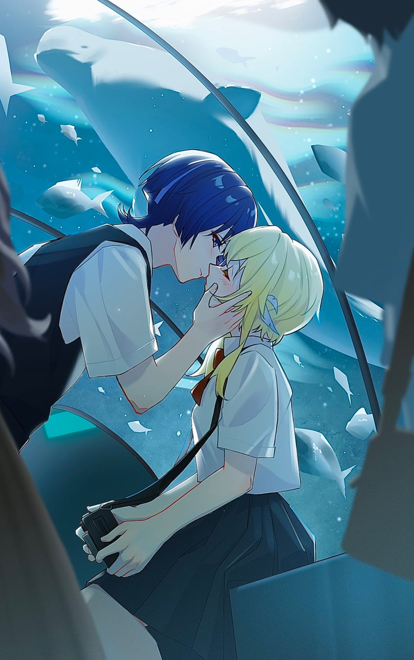 lumine, scaramouche, and wanderer (genshin impact) drawn by heimi_(himi)