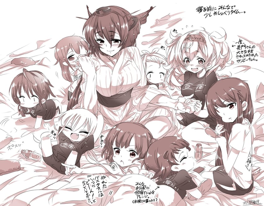 nagato, satsuki, gambier bay, ooshio, mochizuki, and 2 more (kantai collection) drawn by kugimiya_atsuki