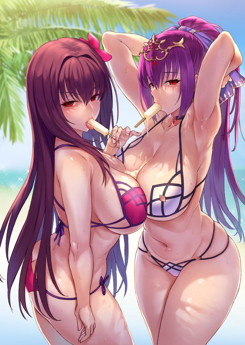 scathach and scathach skadi (fate and 1 more) drawn by zhen_lu