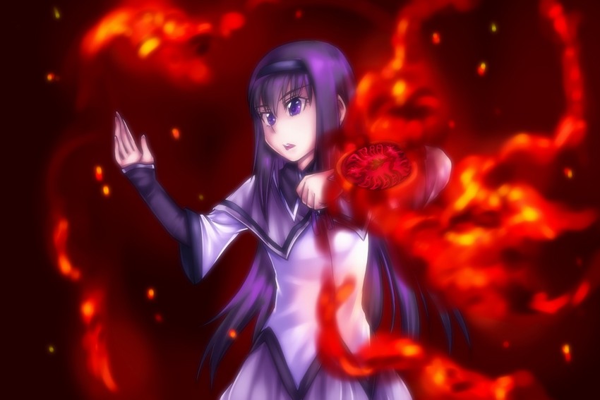 akemi homura, kamen rider ooo, and tajador (mahou shoujo madoka magica and 2 more) drawn by dos_(james30226)