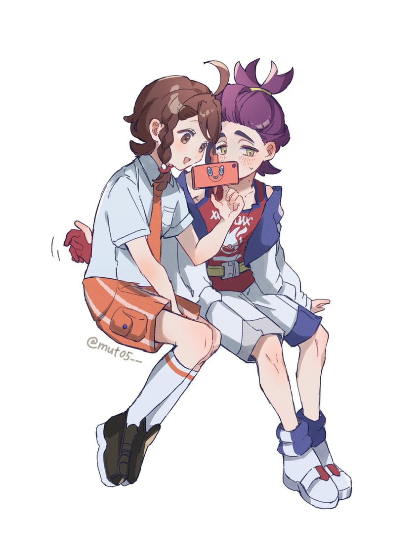 kieran, rotom, juliana, and rotom phone (pokemon and 1 more) drawn by mut05