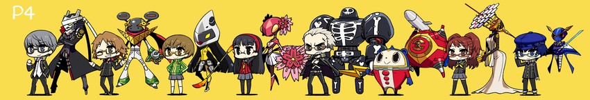 narukami yu, shirogane naoto, satonaka chie, kujikawa rise, amagi yukiko, and 11 more (persona and 1 more) drawn by chan_co