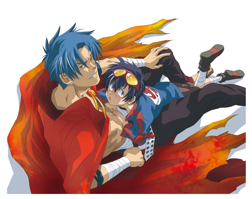 simon and kamina (tengen toppa gurren lagann) drawn by kurenai_karasu